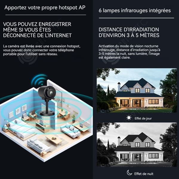 INN Kameraövervakning WiFi 300mAh HD övervakningskamera smart WIFI bluetooth nattsynskamera för hemmet