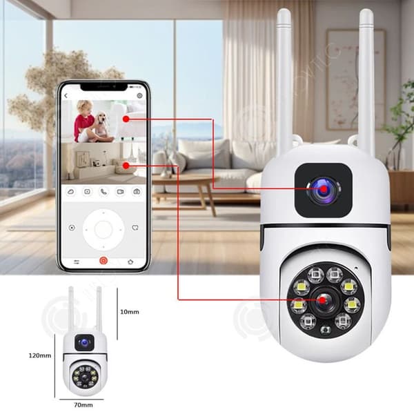 INN WiFi-övervakningskamera inomhus 4MP Dual Lens Smart Night Vision Tvåvägsljudövervakningskamera