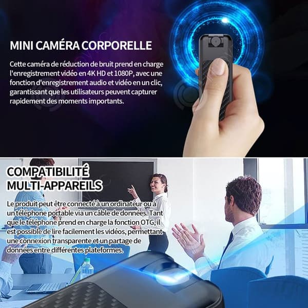 INN Brusreducerande kamera 32G HD 1080P kroppskamera infraröd mörkerseende 180 graders roterande rörelsestabilisering