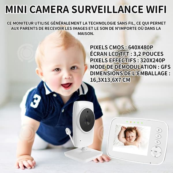 INN Hidden Camera 3,2 tum 640x480p osynlig trådlös kamera med 3,2 tum LCD 2 Way Audio Talk Justerbar Night Vision kamera