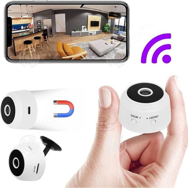 INN Mini WiFi-kamera HD 1080P inomhussäkerhetskamera med infraröd nattfotograferingssensor och 150 graders vidvinkel