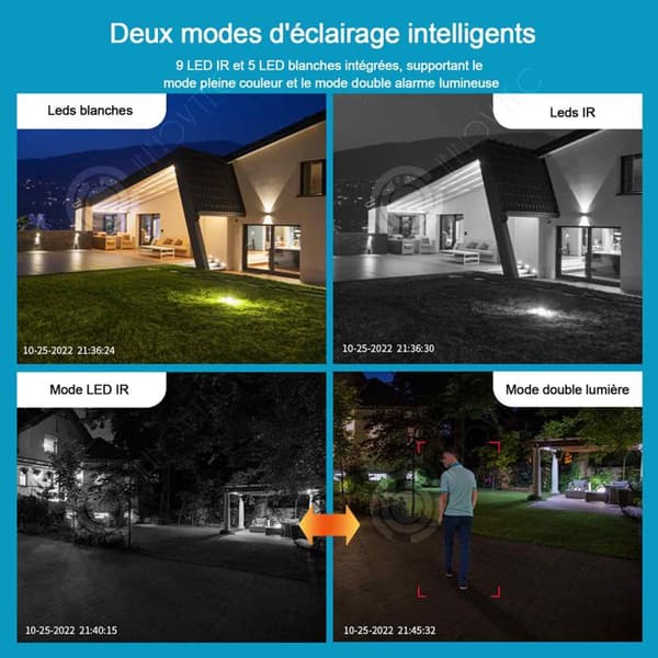 INN Övervakningskamera 9MP WiFi Utomhuskamera Dubbellins Dubbelskärm PIR Rörelsedetektering Säkerhetskamera IP66 Vattentät