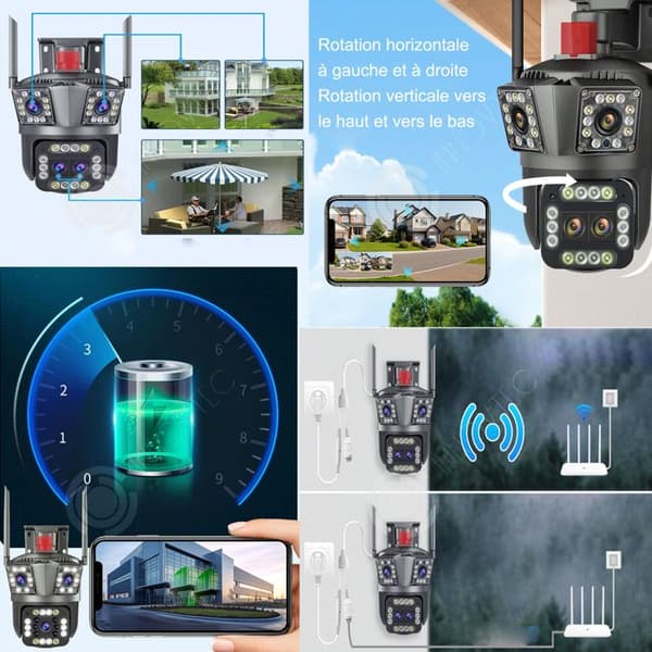 INN Övervakningskamera 16MP 8K exteriörzoom fyra linser tre skärmar WiFi-kamera utomhusövervakning dag och natt färg