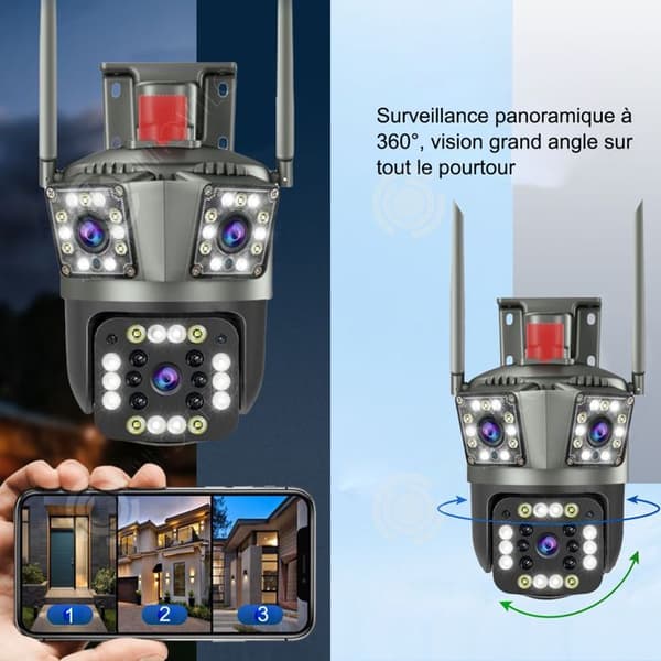 INN Övervakningskamera 16MP 8K exteriörzoom fyra linser tre skärmar WiFi-kamera utomhusövervakning dag och natt färg