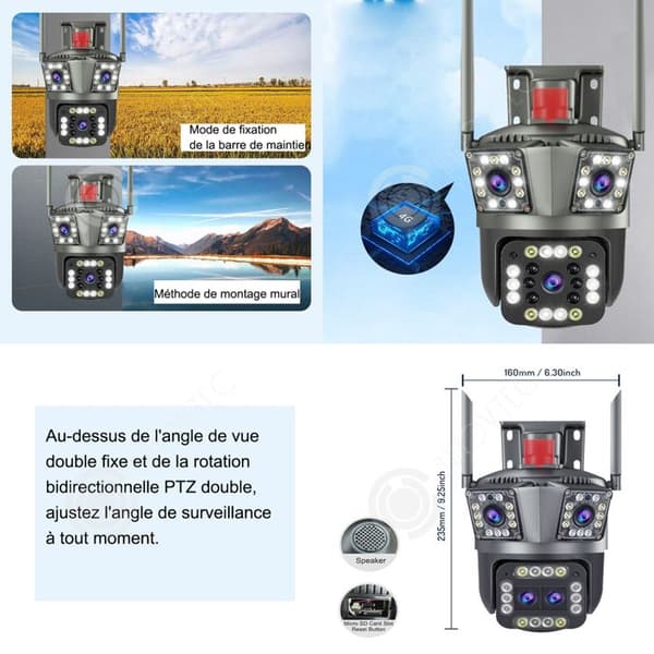 INN Övervakningskamera 16MP 8K exteriörzoom fyra linser tre skärmar WiFi-kamera utomhusövervakning dag och natt färg