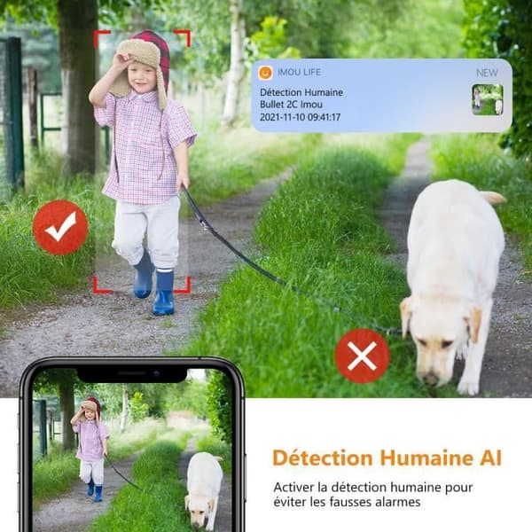 Imou Outdoor WiFi Övervakningskamera, 1080P WiFi Vattentät IP67 med 30m Night Vision Kompatibel med Alexa Google Home