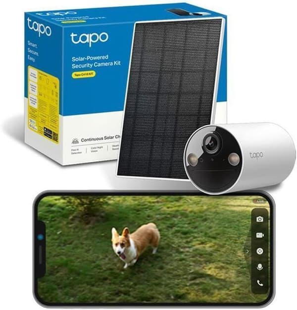 2K (3MP) trådlös Solar Outdoor WiFi övervakningskamera - Tapo C410 KIT - Permanent batteritid - IP65 vattentät Vit