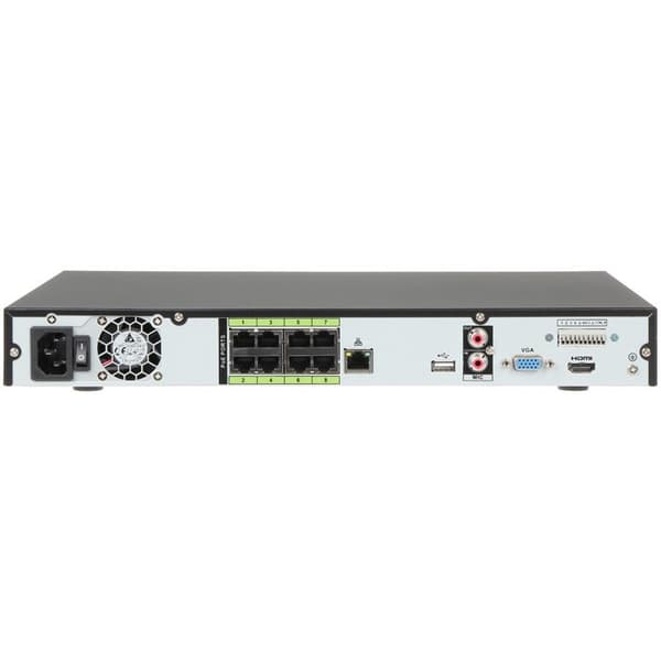 DAHUA IP NVR-inspelare 8-kanaler 16MP 256 Mbps 8x PoE I/O larm HDMI/VGA IA WizSense - NVR4208-8P-EI