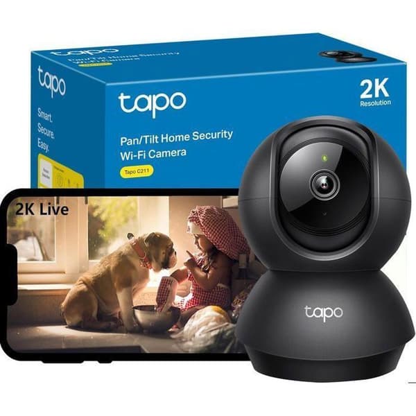 WiFi inomhus övervakningskamera 2K(3MP) 360° - TP-Link Tapo C211 - Nattvision - Persondetektering - Rörelsesökning Svart