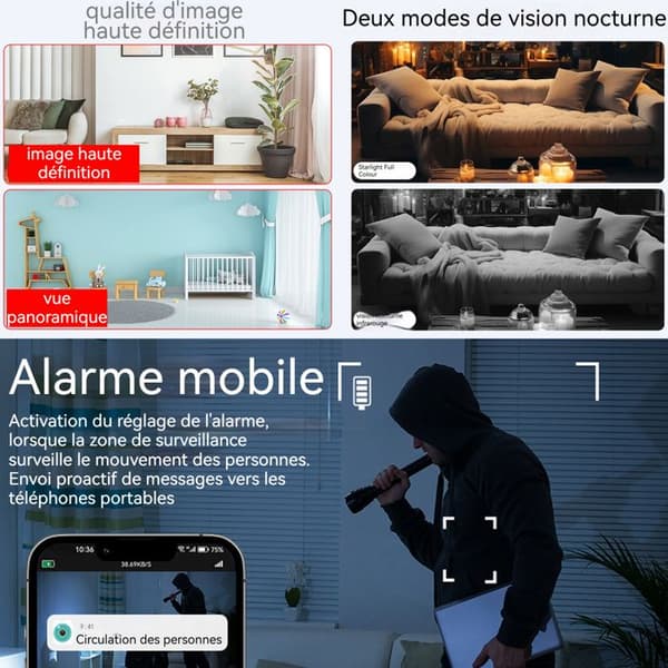 TD® Xiaomi Security Pack Högupplöst kamera + högpresterande rörelsedetektor hemsäkerhet 1080p full H-upplösning