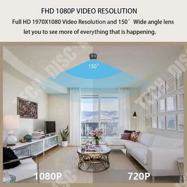 Mini övervakningskamera HD 1080p - Mikrobatteri WiFi - Liten kamera med infraröd nattsyn och 32 G SD-kort -
