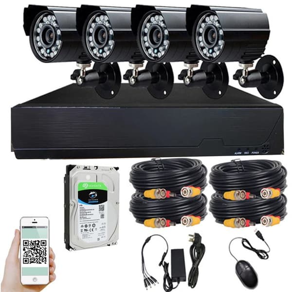 HD AHD DVR Kit trådad kamera övervakningsvideo inspelningsset vattentålig med 1 To hårddisk