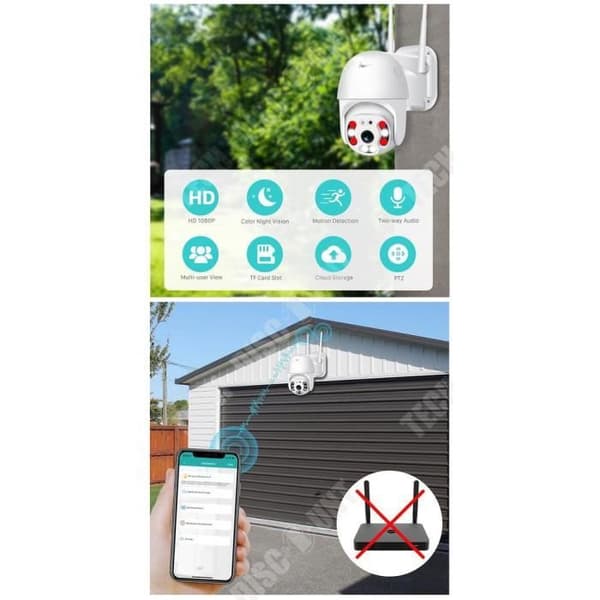 TD® WIFI Mini Dome-kamera/Vattentät PTZ-kamera/1080P 360 graders roterande domekamera