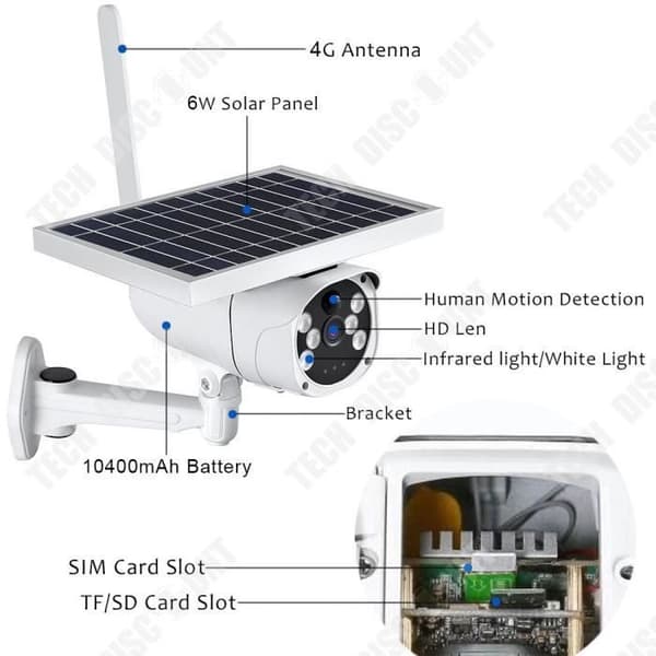 Utomhusövervakningskamera - TD - Q6J-DGH-4G-YW-200W - 1080P - Solenergi - Infraröd
