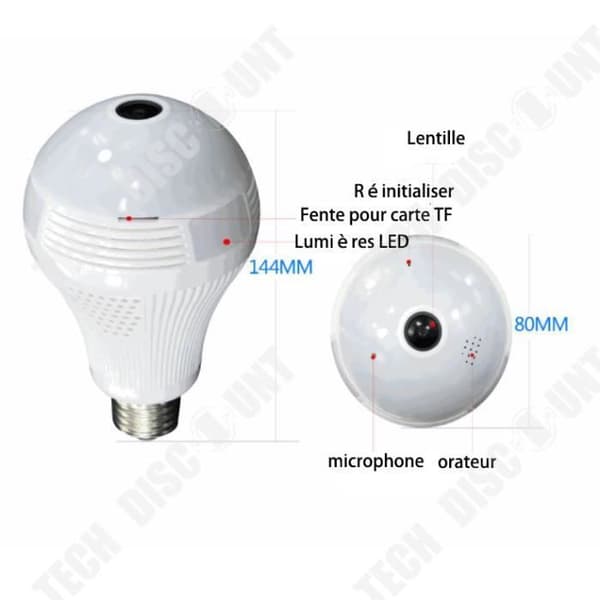TD® Smart White Bulb Camera 360 Panoramic HD WIFI Intelligent trådlös säkerhetsövervakningskamera