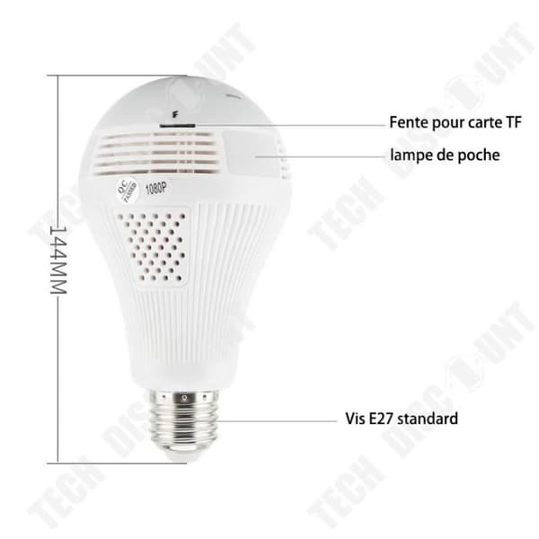TD® Smart White Bulb Camera 360 Panoramic HD WIFI Intelligent trådlös säkerhetsövervakningskamera