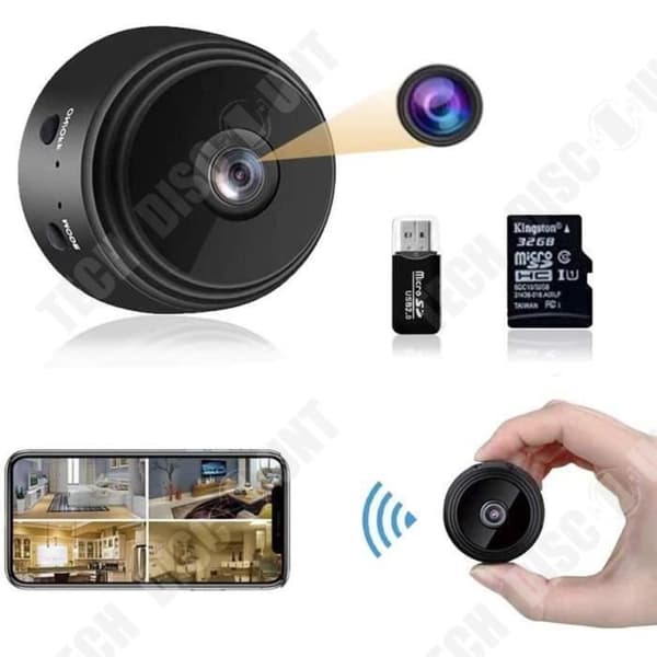 TD® Full HD 1080p kompakt säkerhetskamera, A9 liten kamera med infrarött mörkerseende och inspelning, säkerhetskamera