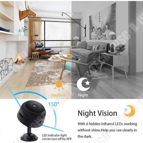 TD® Mini Security Camera HD 1080p - Micro WiFi-batteri - Liten kamera med infrarött nattseende och 32G SD-kort - [6