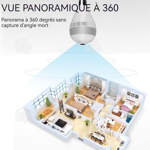 INN övervakningskamera 360 graders panorama övervakningskamera glödlampa form högupplöst skärm Panorama wifi kamera vit