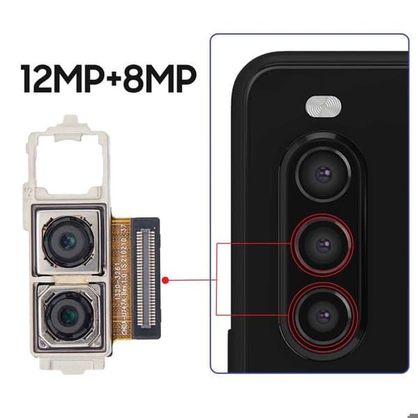 Bakre kamera för Sony Xperia 10 II 12MP + 8MP svart