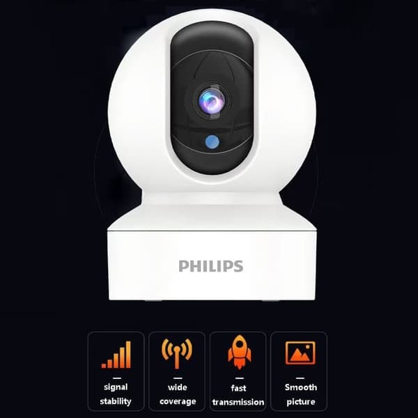 Philips TAI6000W/93 5 megapixel smart WiFi-sikkerhedskamera - 360°, nattesyn, 2-vejs opkald - hukommelseskort medfølger ikke