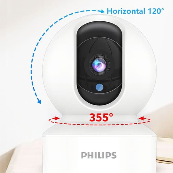 Philips TAI6000W/93 5 megapixel smart WiFi-sikkerhedskamera - 360°, nattesyn, 2-vejs samtale - Premium-model