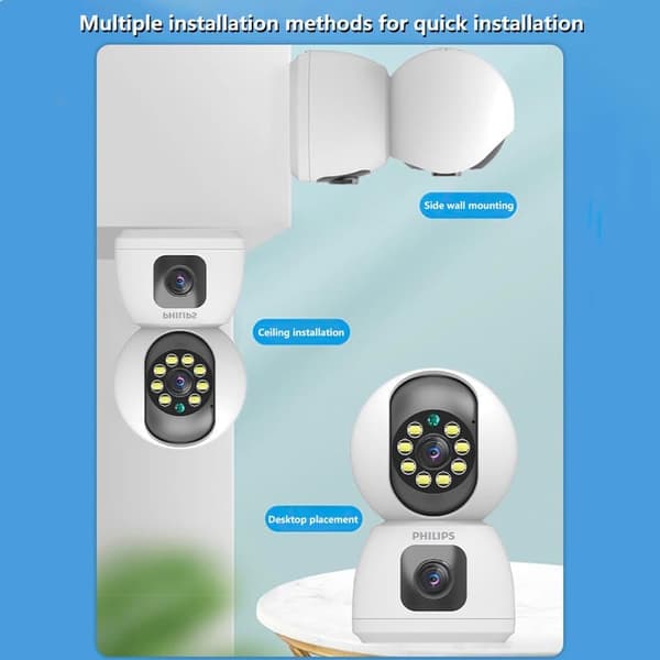 [Opgraderet version] Philips TAI3320/70 5MP Smart Wi-Fi-kamera – Dual-Lens HD-overvågning | Nattesyn i fuld farve
