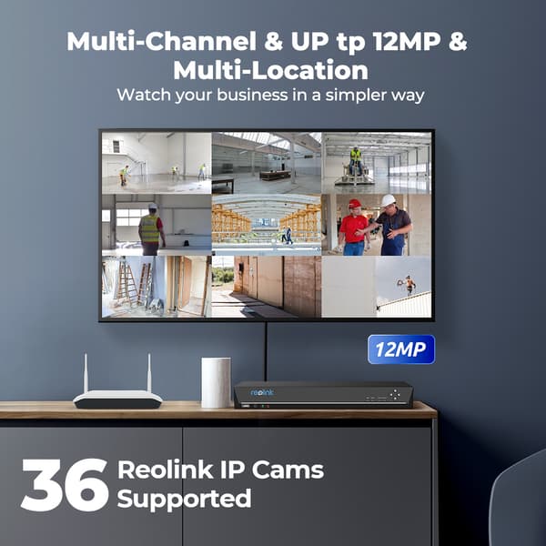 Reolink 36-kanals NVR, 48TB lagringskapacitet, tovejskommunikationssupport,Ingen, 36CH