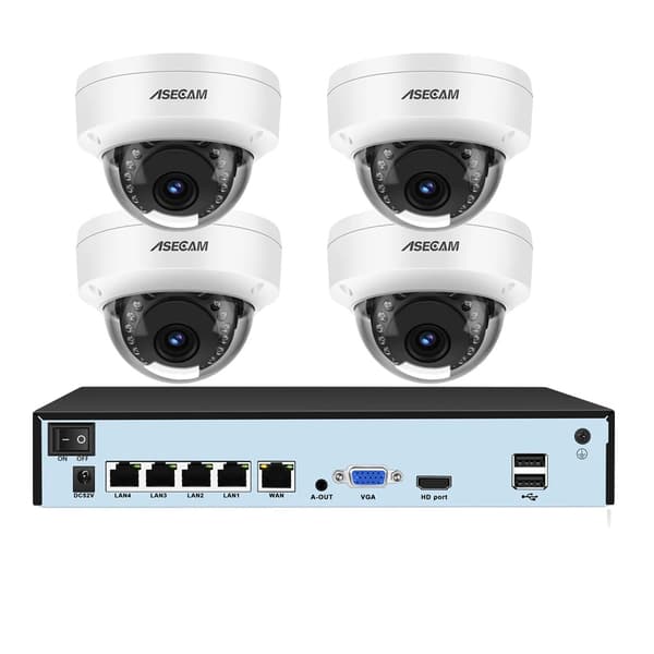 Sikkerhedskamerasystem, 8MP 4K opløsning, smart bevægelsesdetektion,4CH NVR og 4 Kamera, 1T