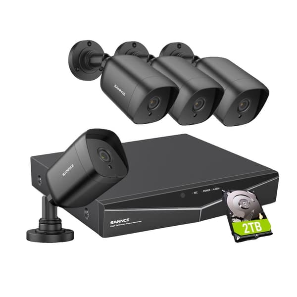 Sannce Security Camera System, 5MP Opløsning, 4TB Storage,4PCS 2TB