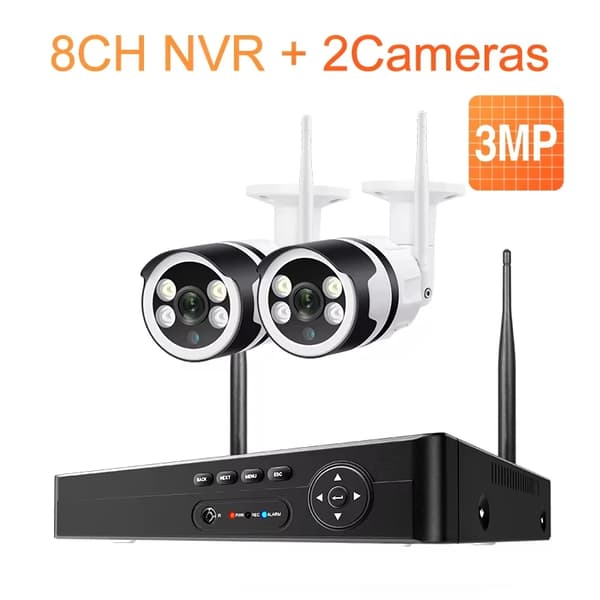 WiFi-turvakamerajärjestelmä, 8CH NVR, 3MP/5MP vaihtoehdot,8CH 2Kamera 3MP, 1T Sisäänrakennettu HD