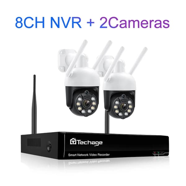 8CH Sikkerhedssystem, 3MP HD Opløsning, Intelligente Detektionsfunktioner,1T Indbygget HDD, 8CH NVR 2 Cam