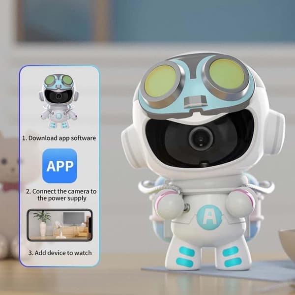 AOC A0C-7904-MN6 Smart Robotkamera | 1080P HD Nattvision | Barnrumsövervakning | WiFi Fjärråtkomst