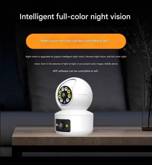 AOC Dual-Lens Gun-Ball sikkerhedskamerasystem – 360° PTZ, Human Motion Detection, 4MP/1080P, 2-vejs lyd, Night Vision, TF/Cloud Storage