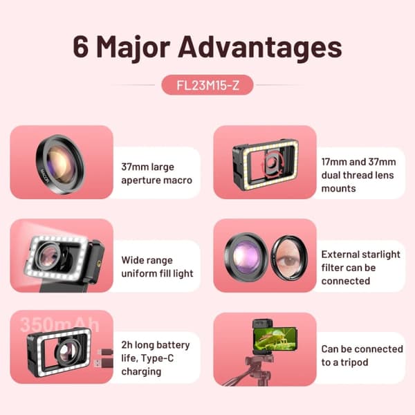 APEXEL 15X Macro Lens LED KIT
