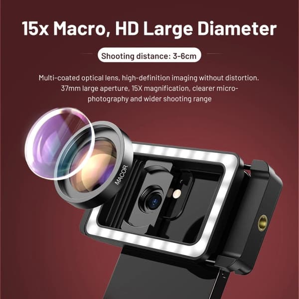 APEXEL 15X Macro Lens LED KIT