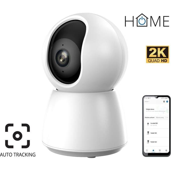 iGET HOME Kamera CS4 Vit 2K roterande kamera med automatisk spårning