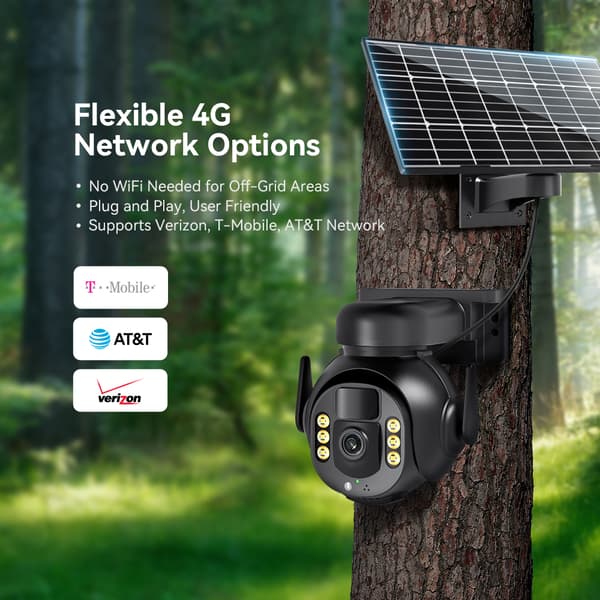 Aurinkovoimainen 4G-kamera, 8MP resoluutio, vedenpitävä muotoilu,EU-plugi, 8MP Lisää 64G