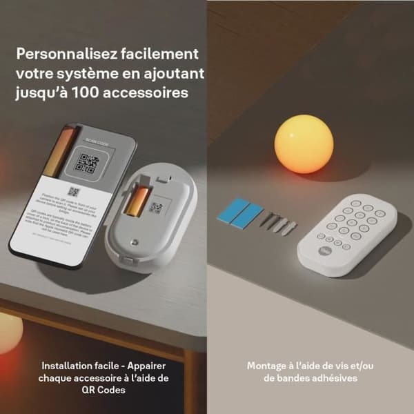 Yale Kit för trådlöst hemalarmsystem - Realtidsaviseringar via app - 1 centralkomponent, 1 rörelsedetektor, 1 dörravkännare