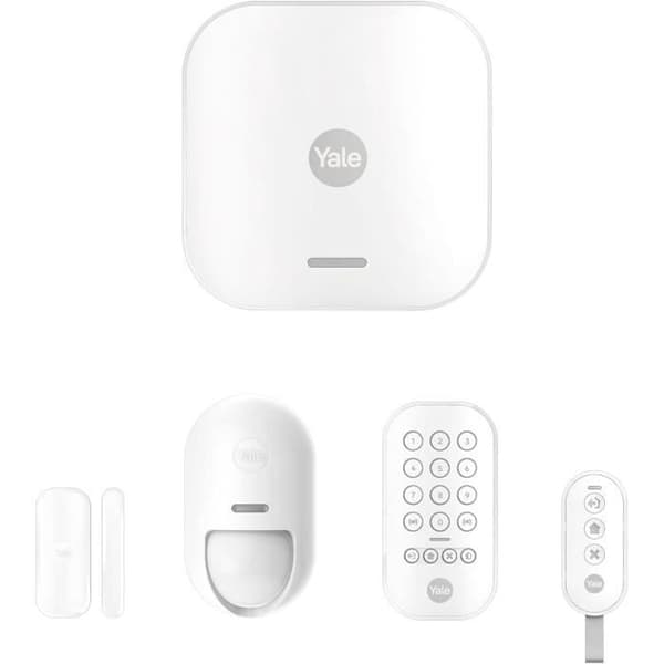 Yale Kit för trådlöst hemalarmsystem - Realtidsaviseringar via app - 1 centralkomponent, 1 rörelsedetektor, 1 dörravkännare