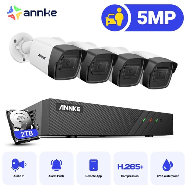 ANNKE-turvakamerajärjestelmä, 5MP resoluutio, 8CH POE-tulo,4kpl 2TB