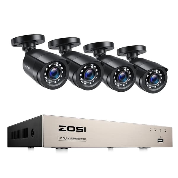 Övervakningssystem med CCTV, 1080P upplösning, dag/natt-övervakning,8CH DVR x 4 Kameror, Ingen