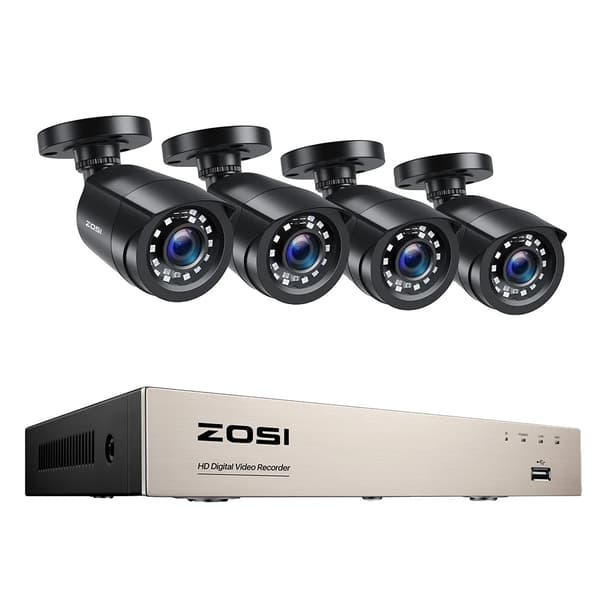 Övervakningssystem med CCTV, 1080P upplösning, dag/natt-övervakning,8CH DVR x 4 Kameror, Ingen