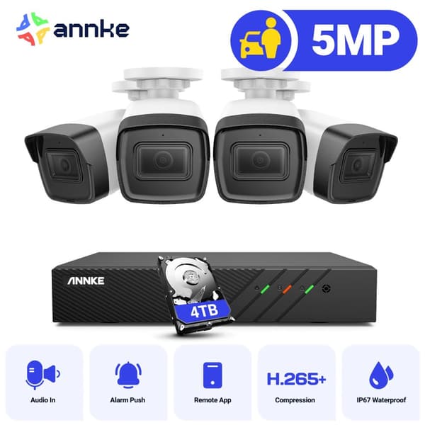 5MP Videovalvontakamerajärjestelmä, 8 kanavan tulo, H.265+ puristus,4kpl 4TB