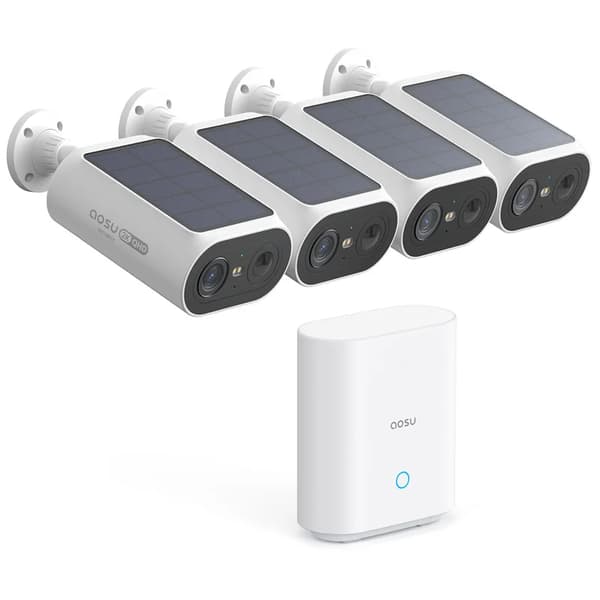 AOSU Trådlöst Kamerasystem, 3MP Upplösning, Solenergidriven,4st set-a, EU-plugg