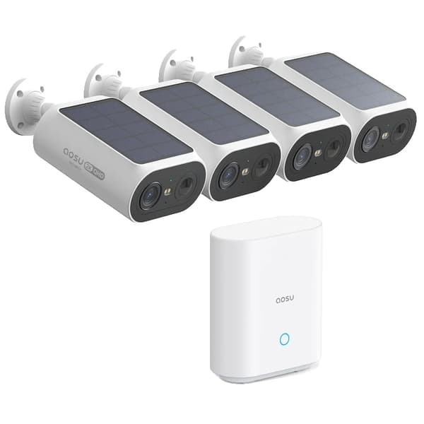 AOSU Trådlöst Kamerasystem, 3MP Upplösning, Solenergidriven,4st set-a, EU-plugg