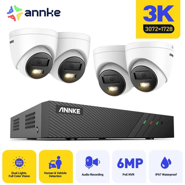 ANNKE 6MP CCTV-järjestelmä, älykäs kaksivaloteknologia, IP67 vesitiivis,4kpl 0TB