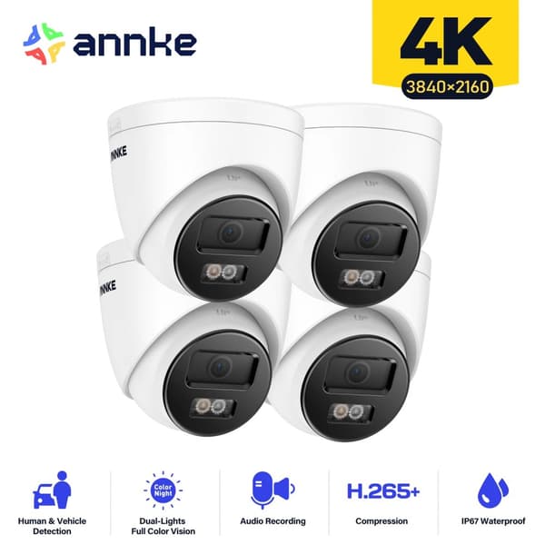 8MP 4K turvakamera, edistynyt liiketunnistus, IP67-vesitiivis,4PC I91DM
