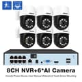 Miniatyrbillede 2 af 2: Sikkerhedskamera system, 8MP opløsning, ansigtsgenkendelsesteknologi,Ingen, 8CH NVR 6 AI Kamera