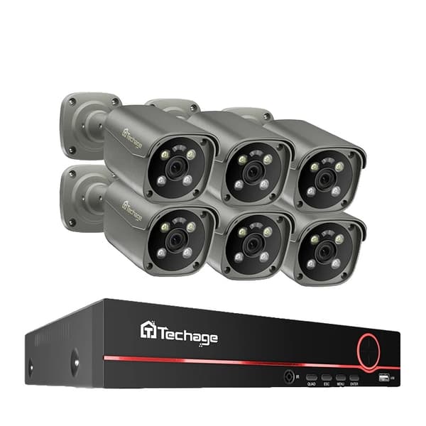 4K Ultra HD Sikkerhedskamera System, AI Menneskeopdagelse, To-Vejs Lyd,Ingen, 8CH NVR og 6 Kamera